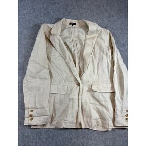 Quince Linen Blazer Jacket Womens Medium Beige Woven Work Minimalist Preppy